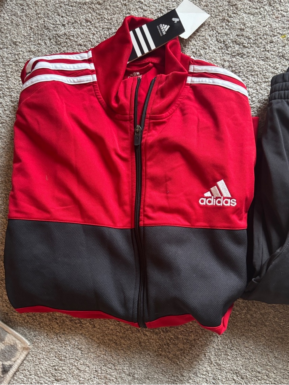 Adidas  Red and Black Men’s Track Jacket with White Stripes New with Tags xl - Picture 5 of 8